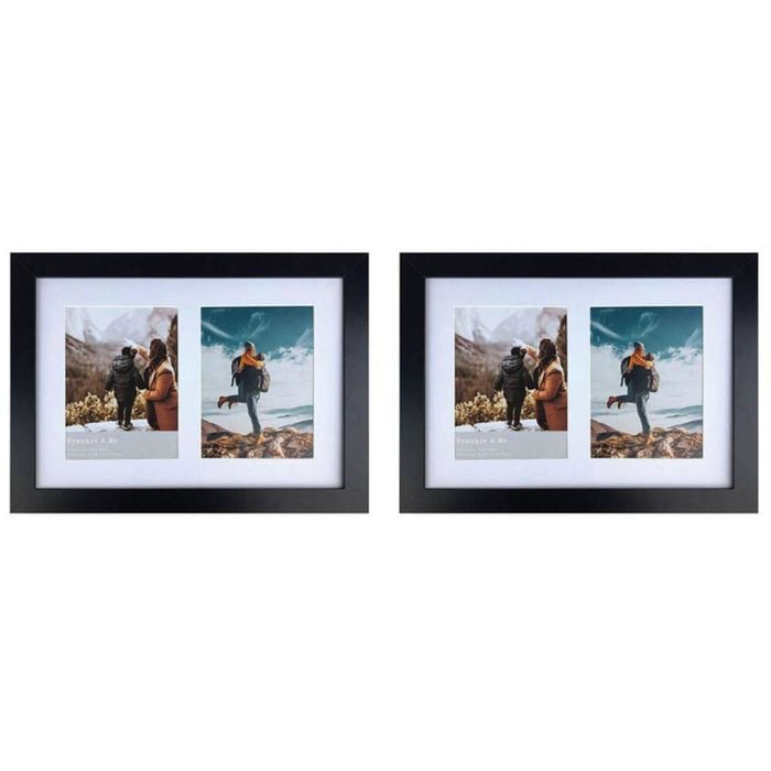 2PK Frankie & Me Wooden Collage 6x8'' Double Picture Frame Home Decor Black