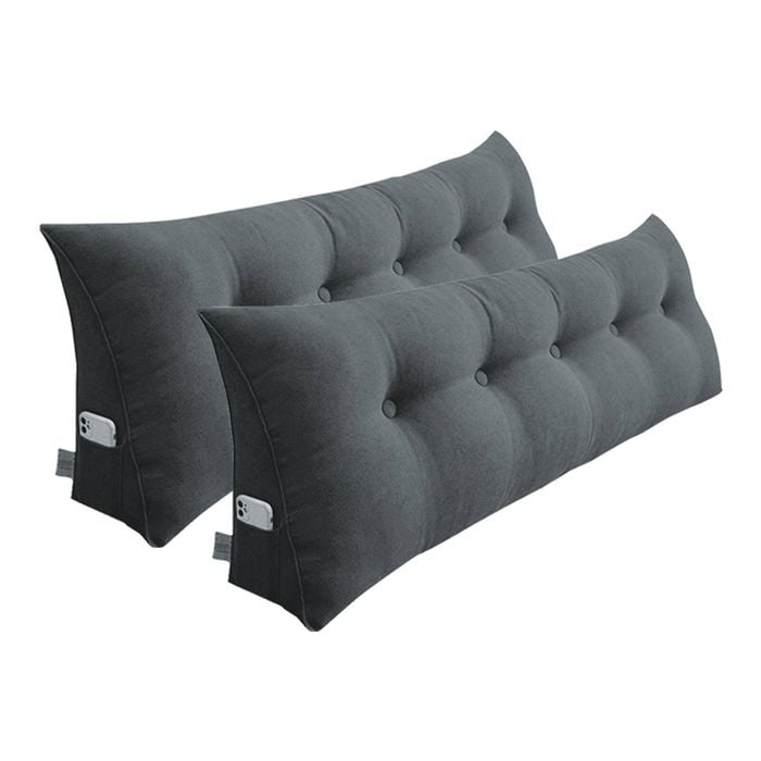 SOGA 2x 150cm Dark Grey Wedge Pillows