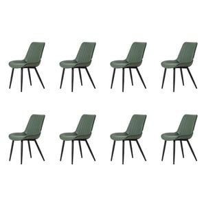Familand Dining Chairs Set of 8 Padded Seat Kitchen Living Room Chair Leather in Green