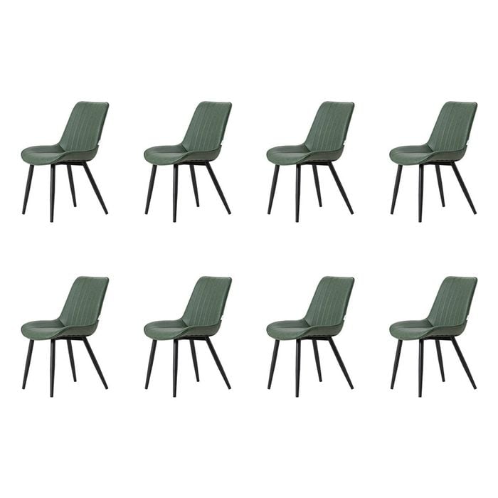 Familand Dining Chairs Set of 8 Padded Seat Kitchen Living Room Chair Leather in Green
