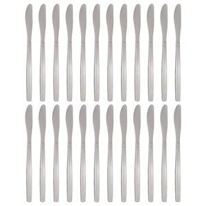 Argon Tableware Economy Silver Dinner Knives - 24x Durable Rust Resistant Stainless Steel Finish Dishwasher Safe Flatware Set