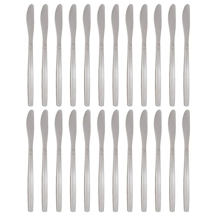 Argon Tableware Economy Silver Dinner Knives - 24x Durable Rust Resistant Stainless Steel Finish Dishwasher Safe Flatware Set