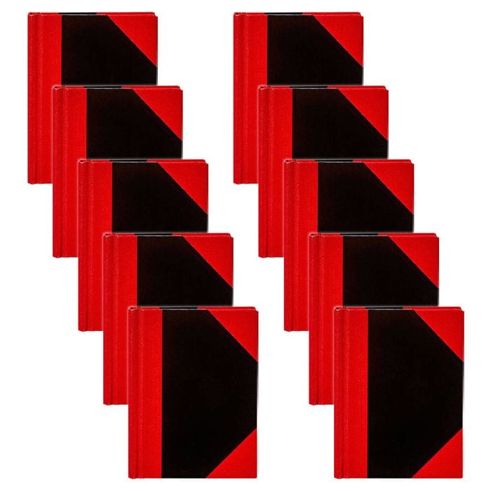 10pk Spirax A4 Writing Notebook Office/school Stationery 200-pages Black/red