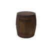 P&P Brown Wooden Barrel Side Table With Storage Door Round Accent Table Unit