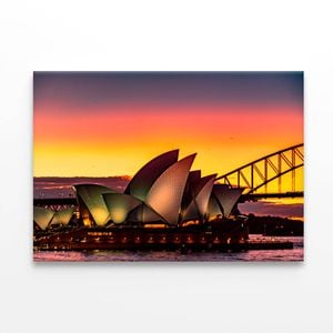 Sydney Opera House Evening Waterfront View  Print 100% Australian Made 90 x 60cm  (Stretched)