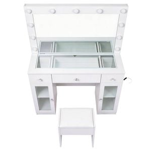Artiss Dressing Table Charging Station Led Mirror Rgb White