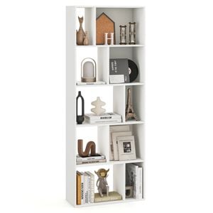 Costway 5-tier Bookcase 10 Cubes Storage Cabinet Display Shelf White