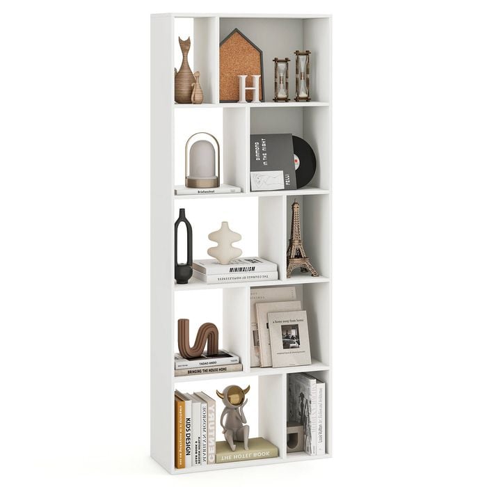 Costway 5-tier Bookcase 10 Cubes Storage Cabinet Display Shelf White