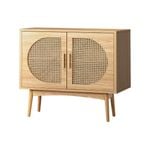 Oikiture Buffet Sideboard Cabinet Rattan Natural 74cm