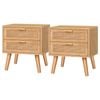 ALFORDSON Bedside Table Boho Rattan Wood Set of 2