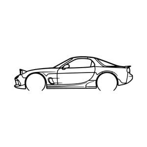 Ignite Laser Mazda FD RX7 Silhouette Metal Wall Art Coated Black 15.7inch/40cm