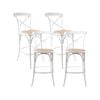 Aster 4pc Crossback Bar Stools Dining Chair Solid Birch Timber Rattan Seat White