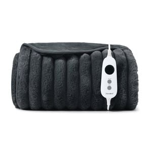 Dreamaker Cirra Chunky Embossed Fleece Heated Throw Charcoal 130x160cm | Overheat Protection & Washable