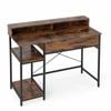 Costway Computer Desk Writing Table W/storage Compartments Drawer Brown
