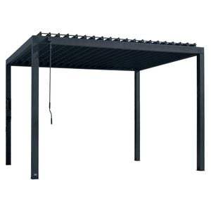 Backyard Discovery 3.7 x 3m Sarasota Galvanised Steel Outdoor Louvered Pergola Kit With Adjustable Steel Roof and PowerPort