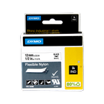 DYMO 12mm Black On White Flexible Nylon Rhino Industrial Labels