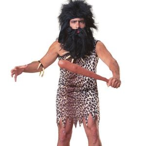 Prehistoric Mens Leopard Print Caveman Costume - Standard