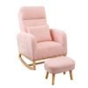 Levede Rocking Chair Armchair Sherpa with Footstool Pink