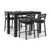 Santorini Outdoor Aluminium 1.5m Bar Table Charcoal With 4 Stools & Denim Grey Cushions