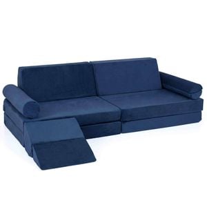 Costway 10pc Kid Sofa Bed Modular Play Couch Climb Crawl Foam Playset Blue