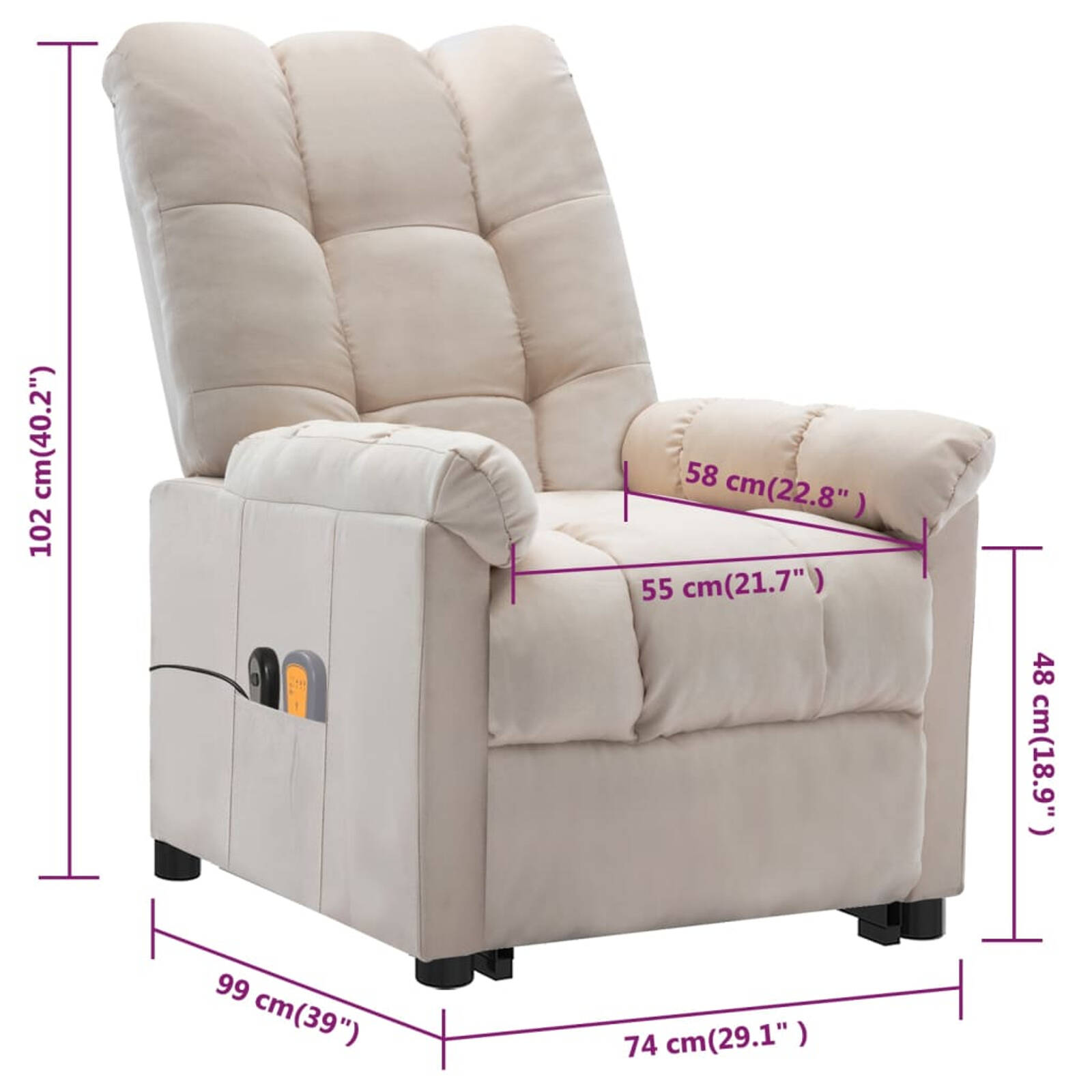 vidaXL Lift Chair Massage Chair Lift Recliner Chair Armchair Cream Fabric Bunnings Australia