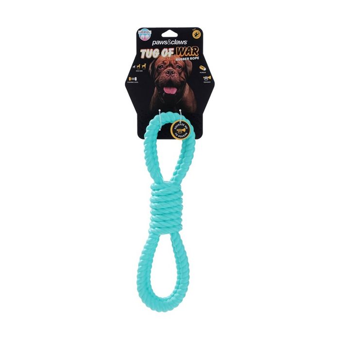 Paws And Claws Tug-Of-War Rubber Rope Pet Dog Chew/Tug Toy Assorted
