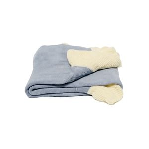 CottonMore Knitted Cotton Blanket Lotus Flange Large Blanket Soft Throw Rug160x130cm - Blue Grey