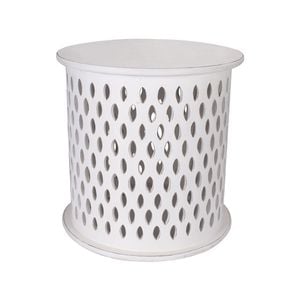 Florian Round Side Table Coffee MDF Wood  - White