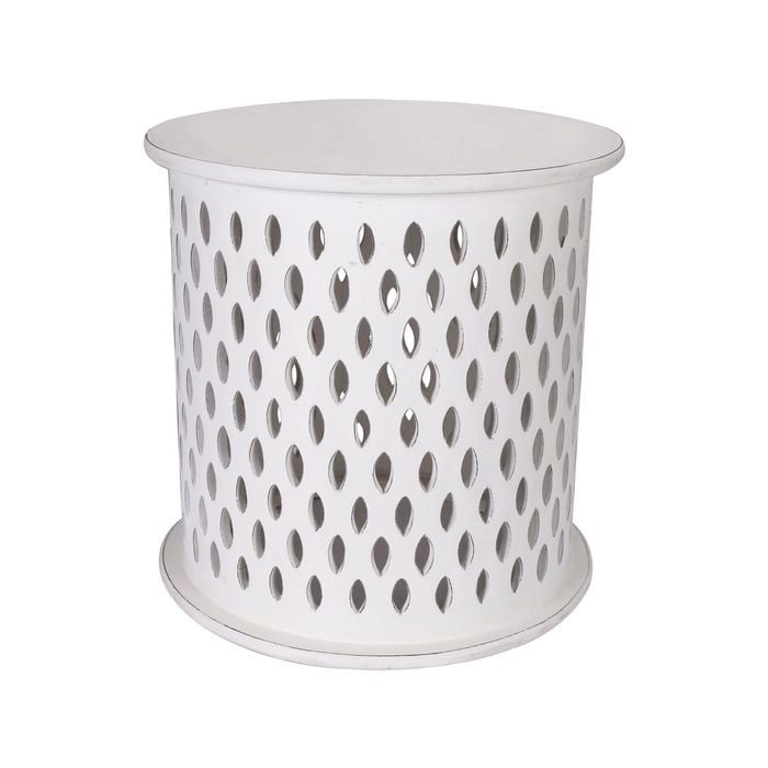 Florian Round Side Table Coffee MDF Wood  - White