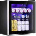 Advwin Mini Bar Fridge 46L Beverage Refrigerator Glass Door Small Fridge