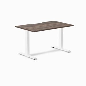 Desky Fixed Height Jarrah Legno Scalloped Melamine Desk 120x75cm White Leg