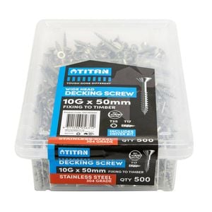 Titan 10G x 50mm 304 Stainless Steel Wide Head Decking Screw - 500 Pack