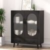 Homfurn Buffet Sideboard Cupboard Cabinet Doors 2-tier Shelf Storage Table Black