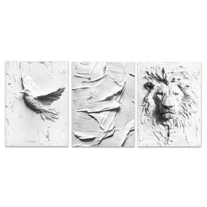 3pcs Art Deco Lion Portrait Orientation Print 100% Australian Made 3 x 40x60cm (Metal Print)