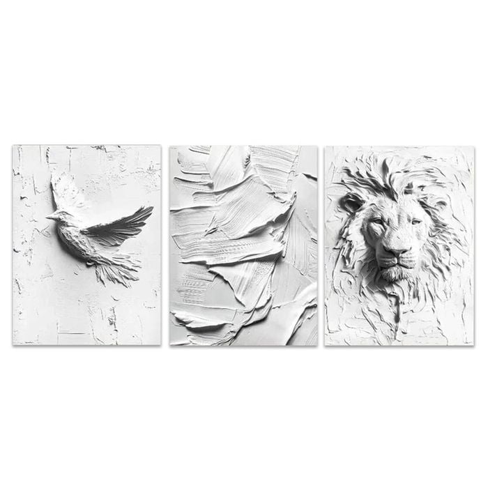 3pcs Art Deco Lion Portrait Orientation Print 100% Australian Made 3 x 40x60cm (Metal Print)
