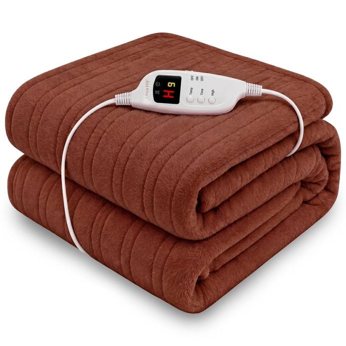 Laura Hill Heated Electric Blanket Throw Rug Coral Warm Fleece Winter Brown