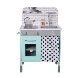 Teamson Kids Little Chef Philly Adjustable Retro Play Kitchen with Interactive Features, Mint
