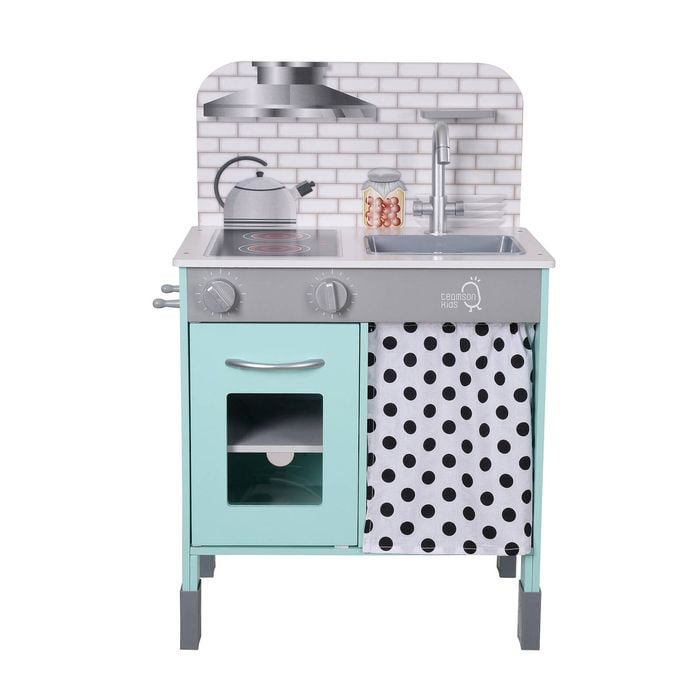 Teamson Kids Little Chef Philly Adjustable Retro Play Kitchen with Interactive Features, Mint