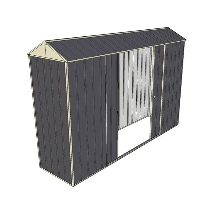Build-a-Shed 0.8 x 3 x 2.1m Gable Double Sliding Side Door Shed - Grey