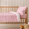 Dreamaker Baby Lola Washed Cotton Yarn Dyed Gingham Quilt Cover Set Pink Pearl Cot