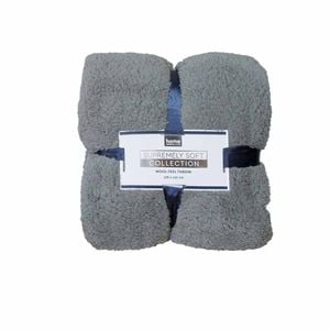Soft Woollen Feel Throw Rug/blanket 127 X 178 Cm Grey