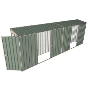 Build-a-Shed 0.8 x 6 x 2m Hinged Door Tunnel Shed with Dual Double Sliding Side Doors - Green