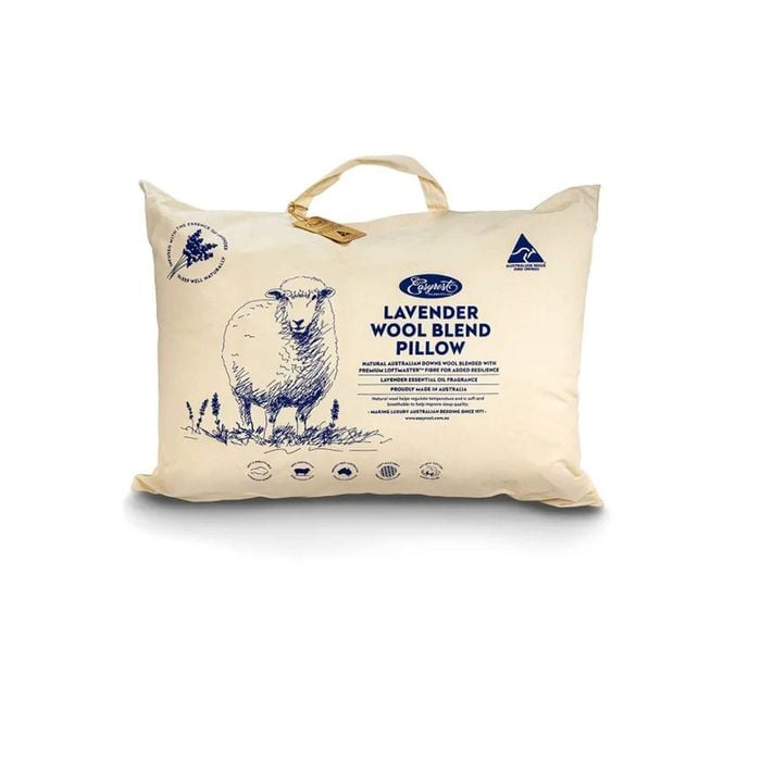 Easyrest Lavender Wool Blend Standard Pillow In Fabric Bag