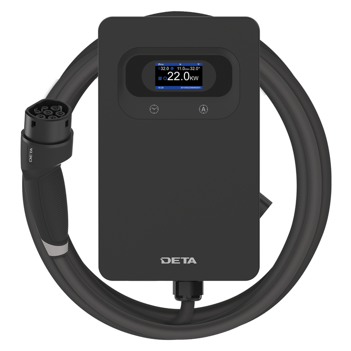 Deta 7/22kW Wall Mount Grid Smart EV Charger With 5m Cable