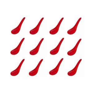 Chinese Soup Spoons Red Melamine - Set of 12