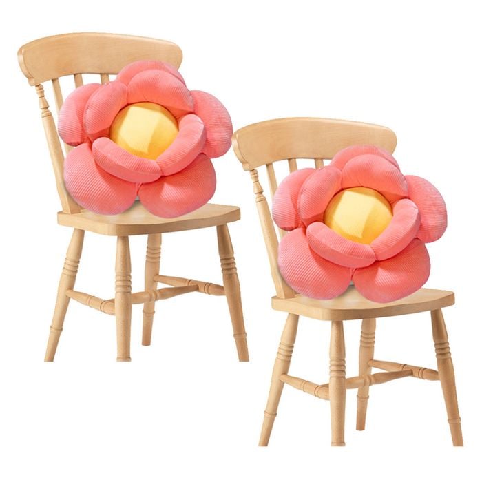 Soga 2x Red Double Flower Cushion Soft Floor Plush Pillow Home Decor