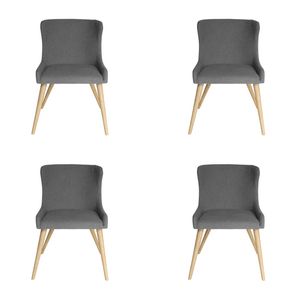 Pack of 4 | Osaka Upholstered Dining Chair | Natural Legs - Grey Fabric