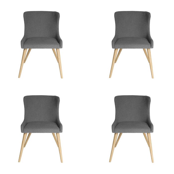 Pack of 4 | Osaka Upholstered Dining Chair | Natural Legs - Grey Fabric