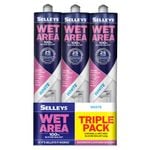 Selleys 300g White Waterproof Silicone Sealant Wet Area - 3 Pack