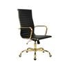 Furb Office Chair Executive Slim High Back Gold Frame Black Pu Leather